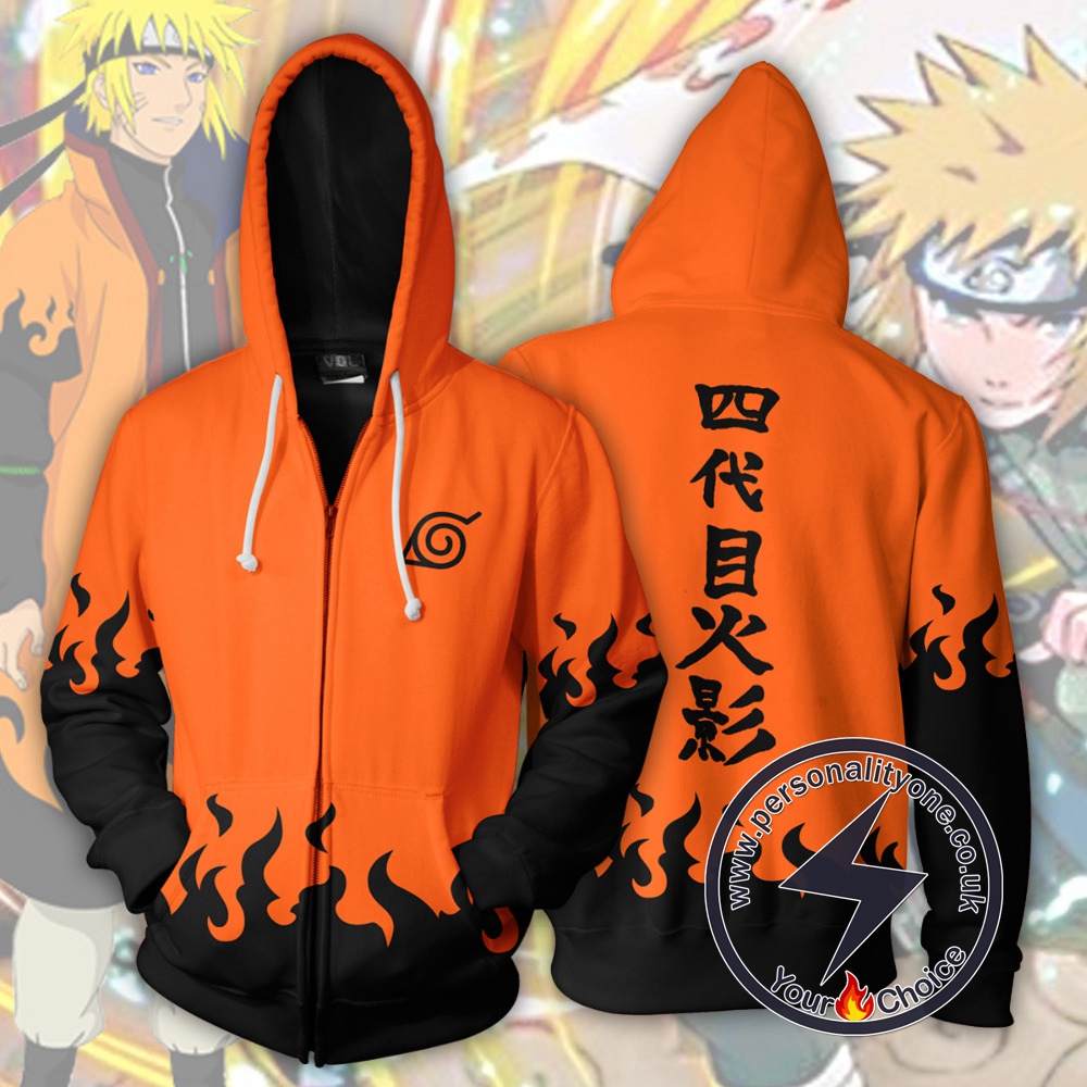 Naruto Namikaze Minato Yondaime Hokage Orange Zip Up Hoodie Jacket